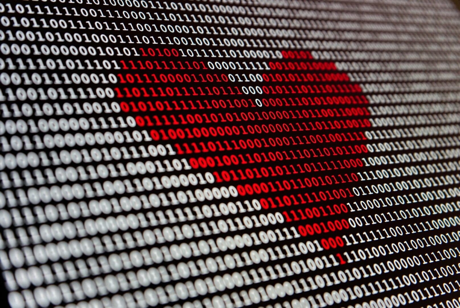Digital heart in binary code